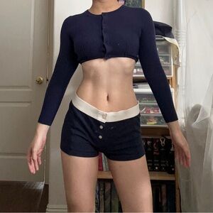 Paule Ka Navy Blue Cropped Cardigan